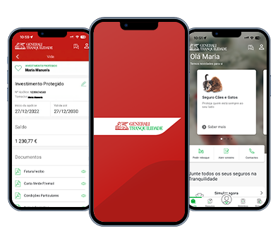 Ecrãs da App Generali Tranquilidade