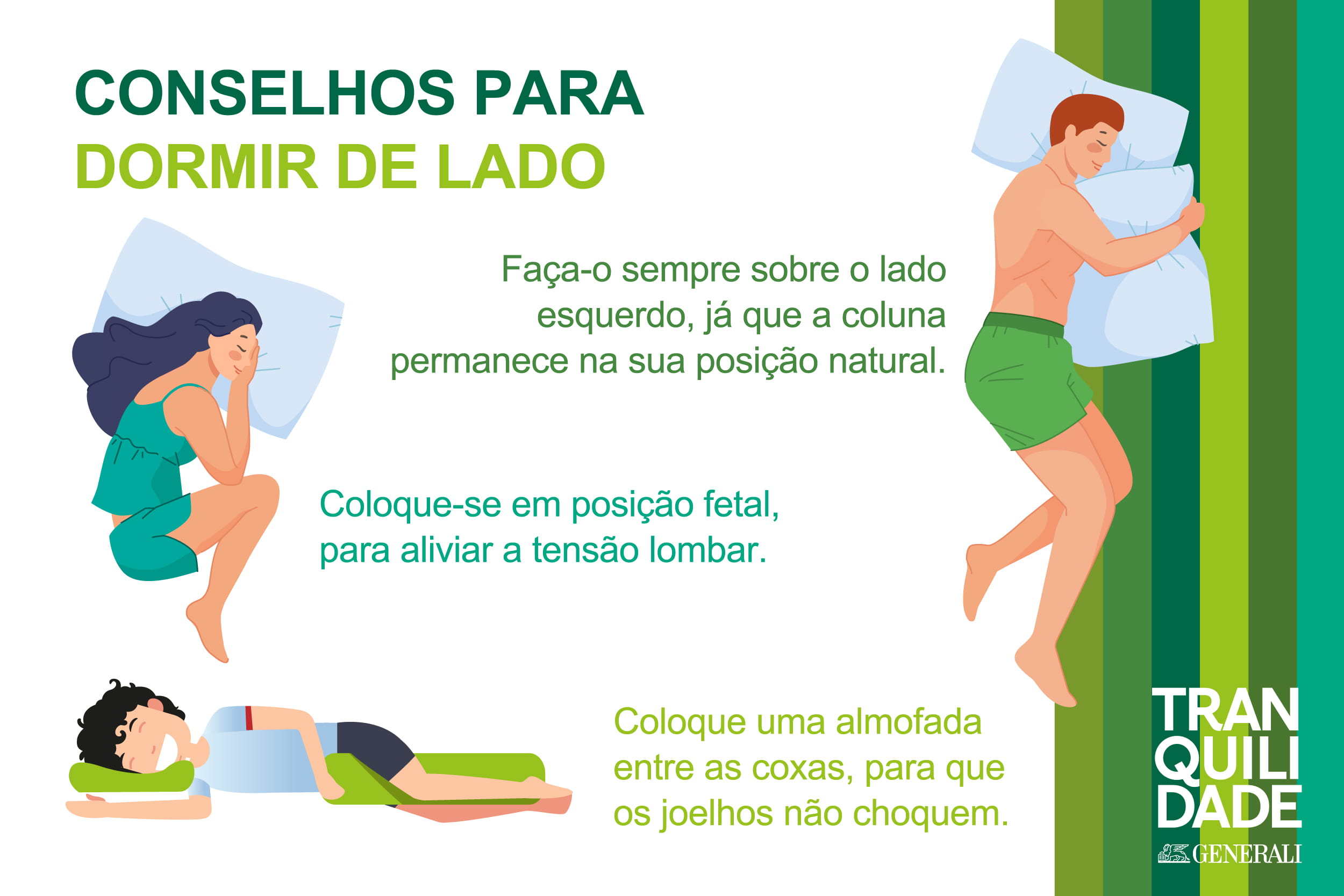 Infografia sobre conselhos para dormir de lado