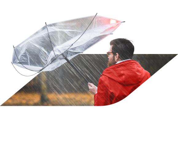 Homem com guarda-chuva