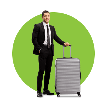 Homem com mala de viagem