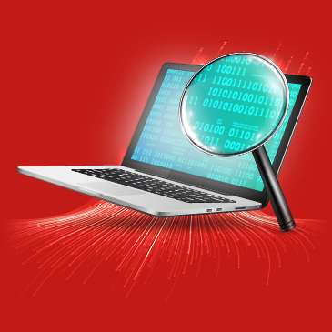 Computador com lupa
